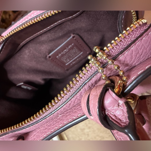 Coach Mini Zoe Satchel Pink Pebbled Leather Lock Key Crossbody Style 8015 - Picture 6 of 16